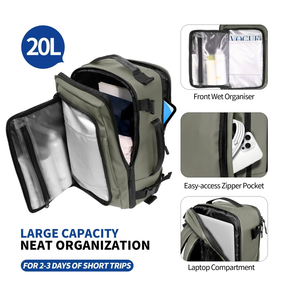Tech-Protect Defender S50 cestovný batoh 20L, zelený