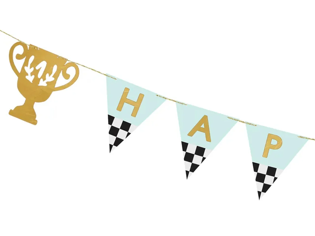 Narodeninový banner „Happy Birthday“ s pohármi – 2,5 m, farebná dekorácia