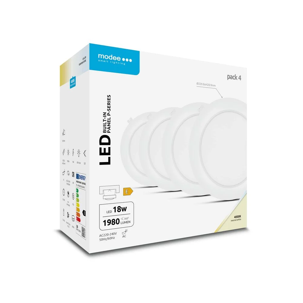 Modee LED stropný panel 18W 4000K biely 1980 lumenov 4ks