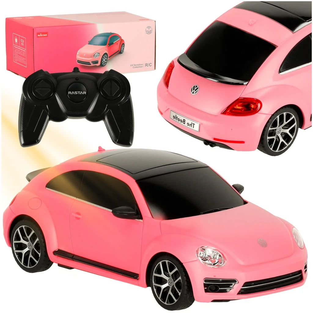 Auto, autíčko na diaľkové ovládanie - Volkswagen Beetle 1:24 ružové auto UV mení farbu