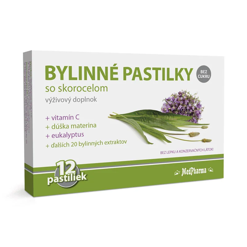 MedPharma BYLINNÉ PASTILKY Bez cukru 1×12 ks, výživový doplnok
