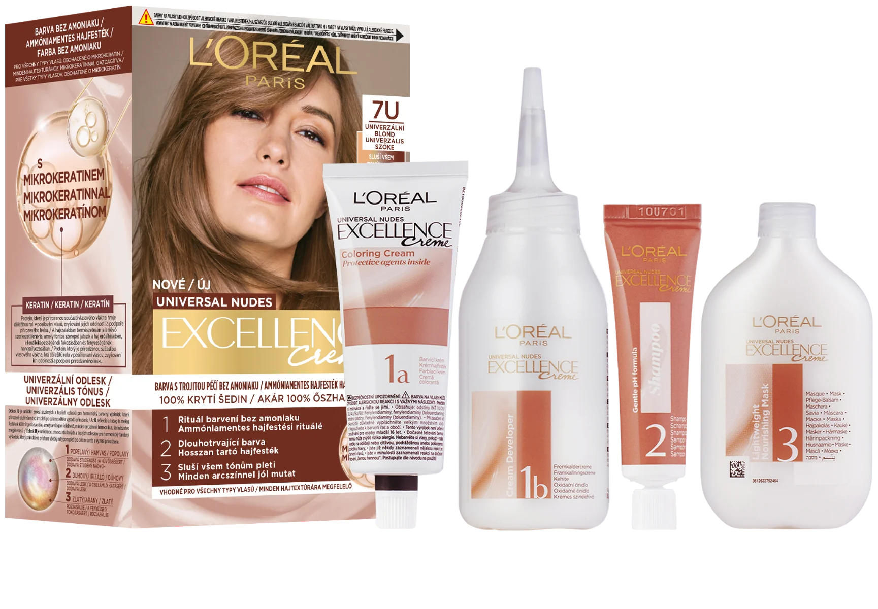 L'Oréal Paris Excellence Universal Nudes Excellence 7U permanentná farba 1×1 ks, farba na vlasy