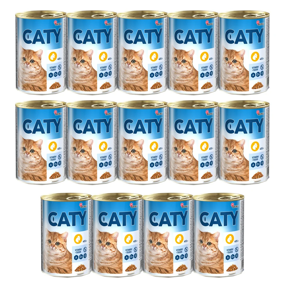 Akinu CATY Hydinové kúsky v omáčke v konzerve pre mačky 14 x 415 g