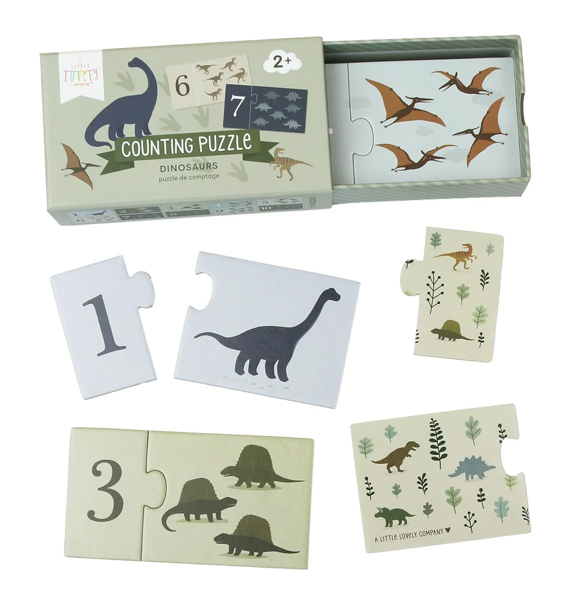 A Little Lovely Company - priradzovacie puzzle – počítanie s dinosaurami