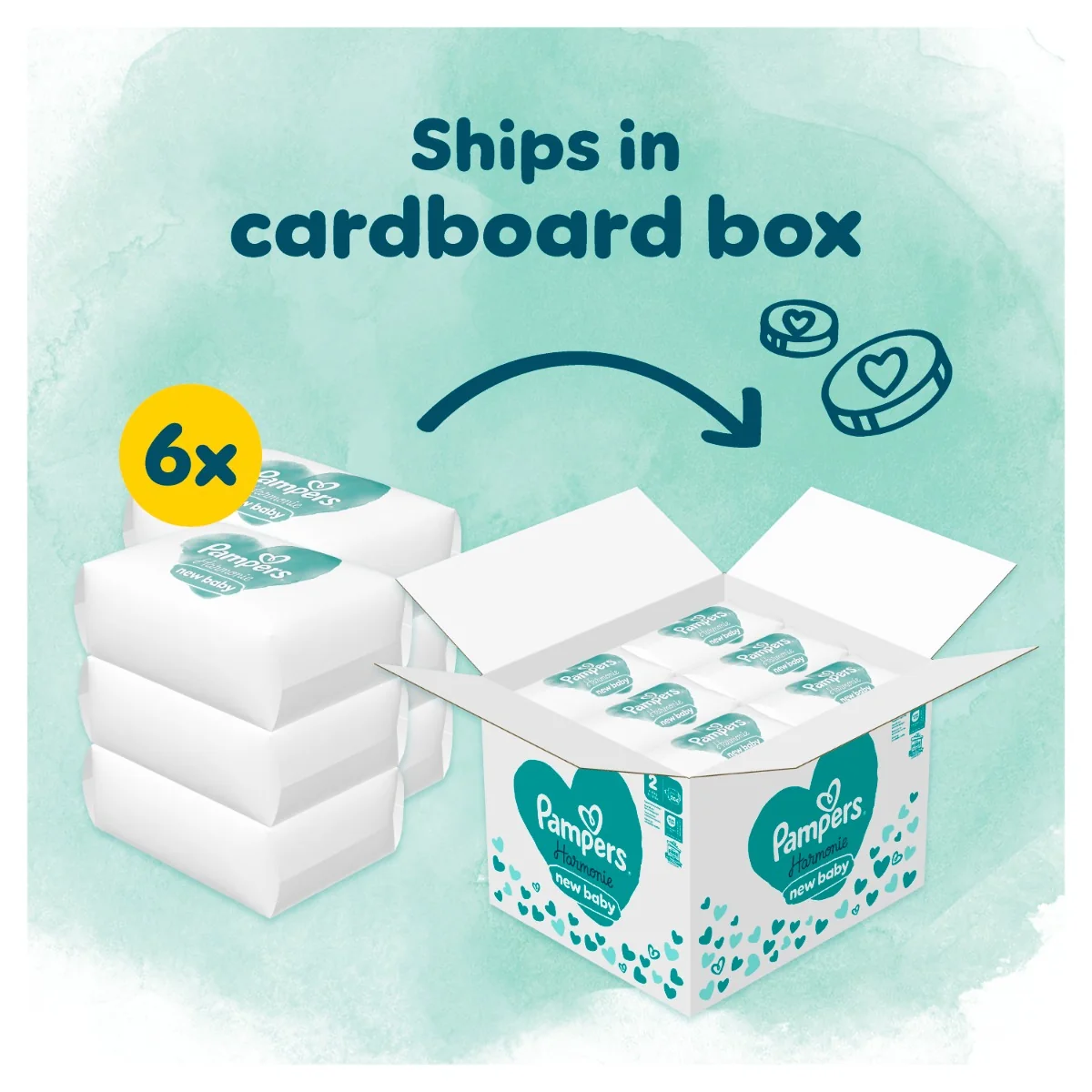 PAMPERS HARMONIE BABY PLIENKY V.2 4-8KG 204KS 1×204 ks, plienky vo veľkosti 2