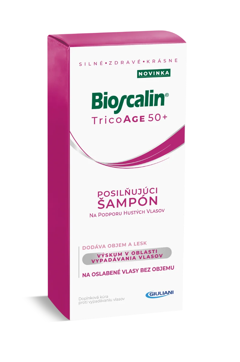 Bioscalin TricoAge 50+ Posilňujúci šampón 1×200 ml, posilňujúci šampón pre podporu hustých vlasov