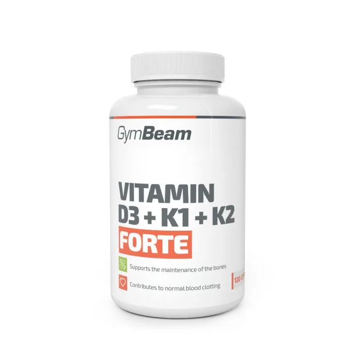 Gymbeam vitamin d3+k1+k2 forte 120cps 1×120 cps, výživový doplnok