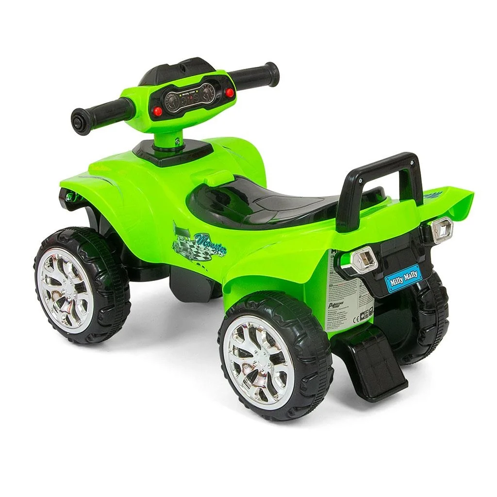 Detské odrážadlo so zvukom Štvorkolka Milly Mally Monster Green ,