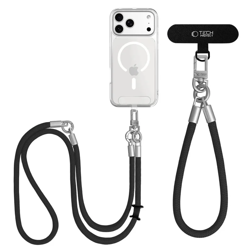 Tech-Protect C10S Crossbody Strap šnúrka na mobil, čierna