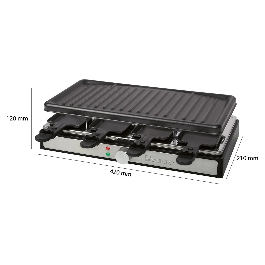Clatronic RG 3757 raclette gril, 8 panvičiek, 1400 W