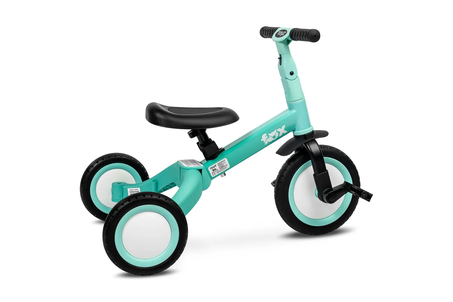 Multifunkčné detské odrážadlo a bicykel 4v1 Fox - tyrkysové