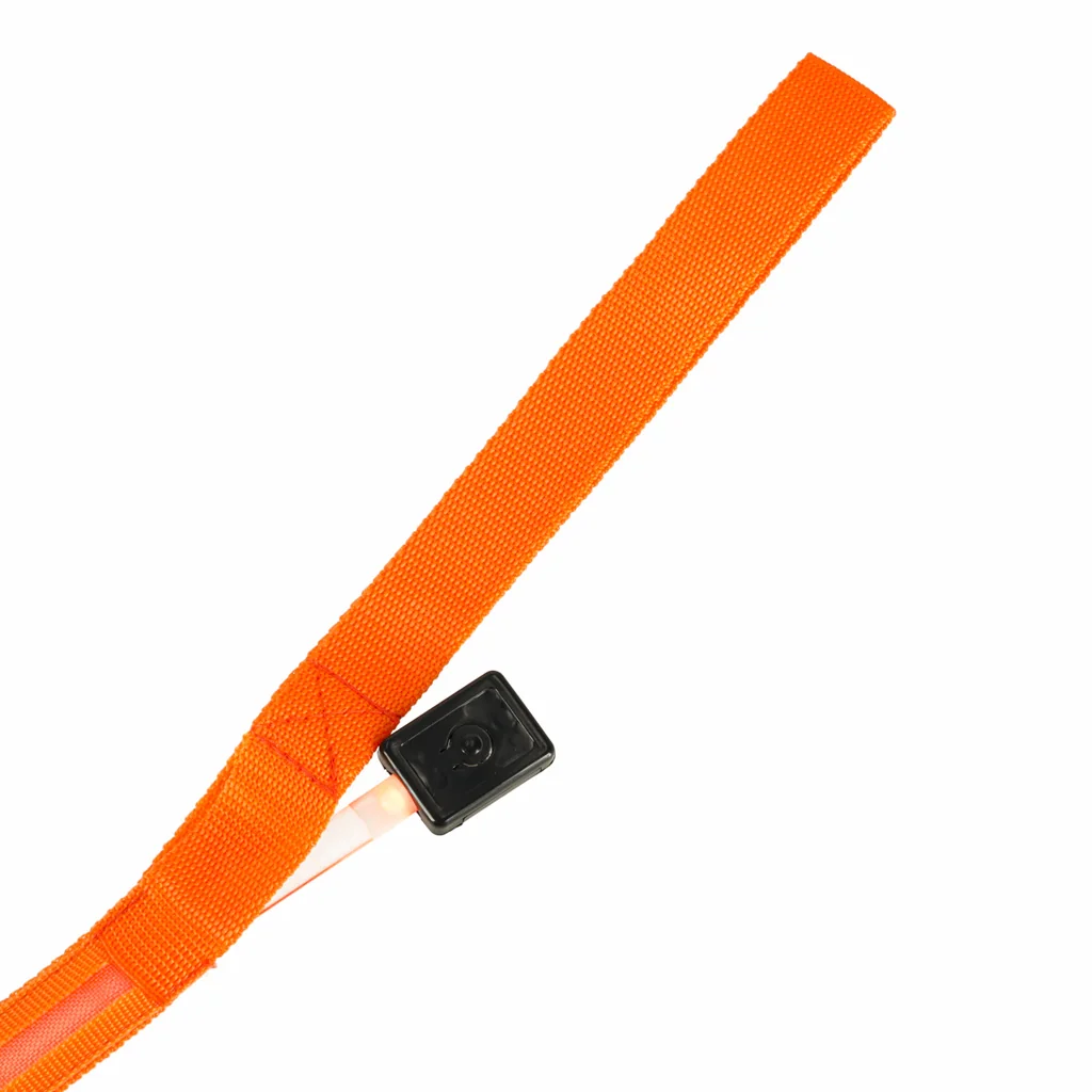 LED svietiace vodítko pre psa/mačku 1,2 m – 3 režimy, oranžové