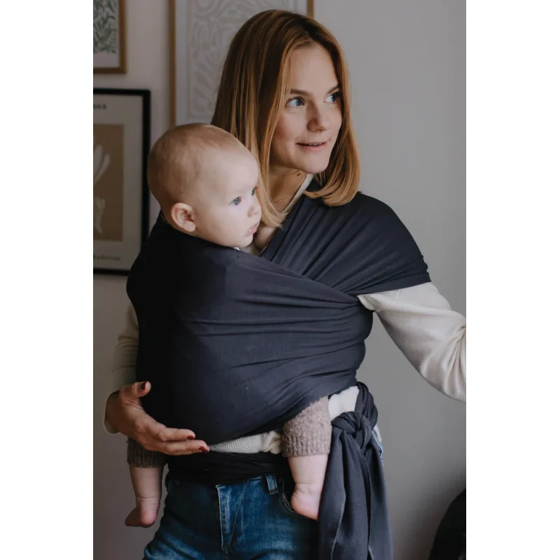 Boba Wrap šatka na nosenie detí, organická, tmavosivá