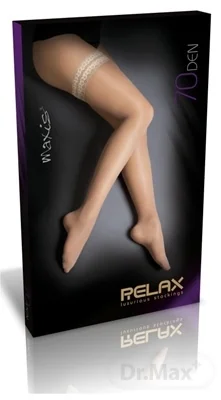 MAXIS NEW RELAX 70 DEN Stehenné pančuchy 1×1 pár, veľkosť L, s krajkou, svetlé