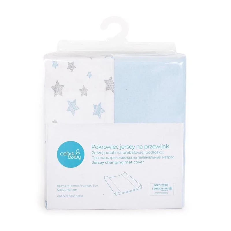 Poťah na prebaľovaciu podložku 50x70-80 cm 2 ks Blue+Blue Stars
