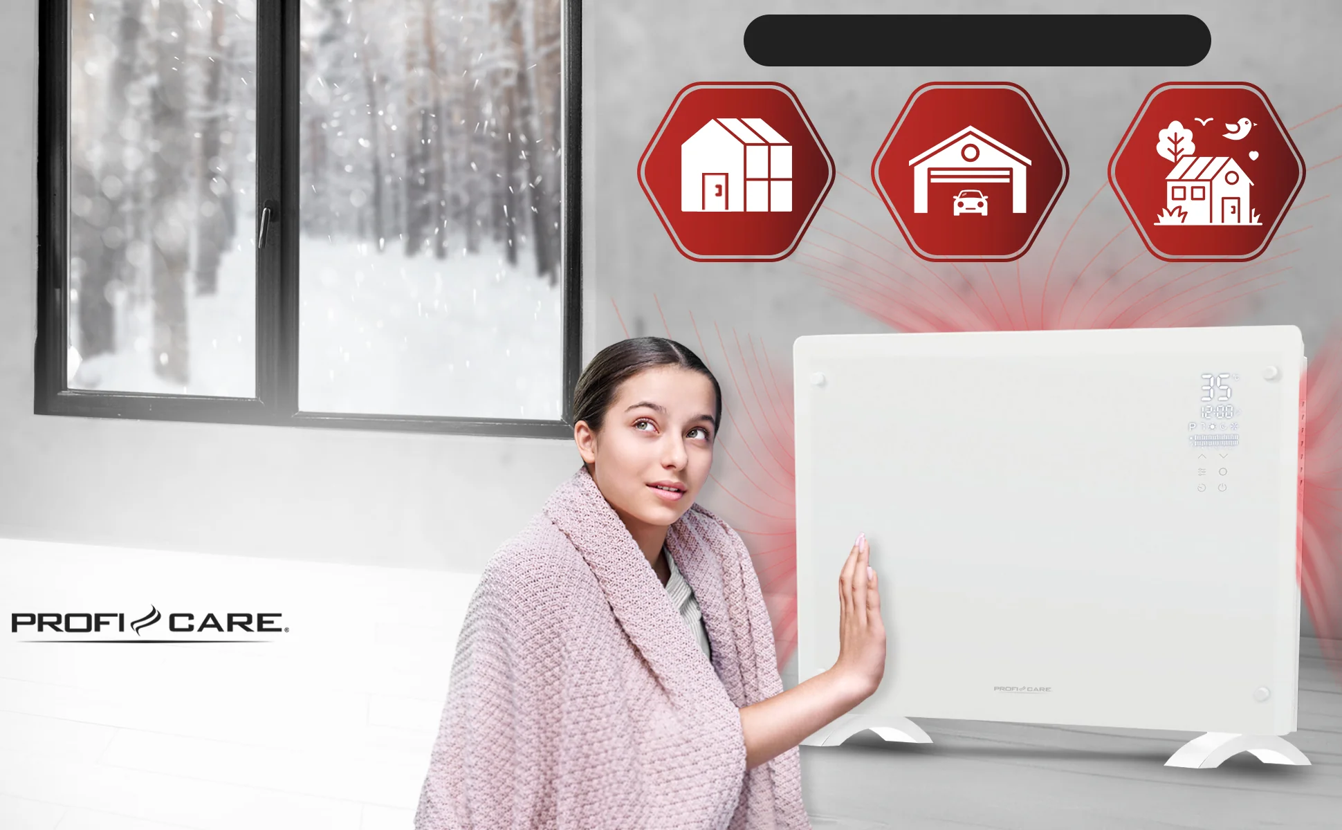 ProfiCare GKH 3118 sklenený konvektor 1500 W biely