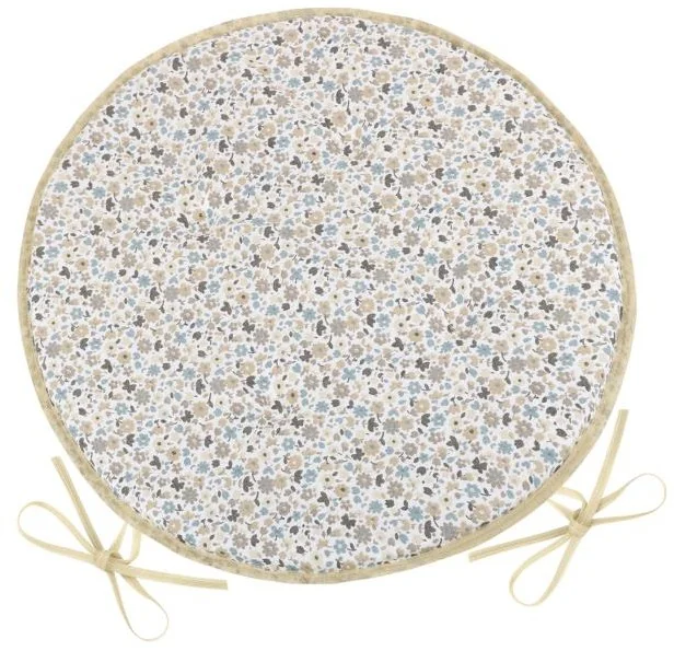 Sedák EMA 79/547 guľatý hladký priemer 40cm béžovomodrý kvietok 1×1 ks, sedák