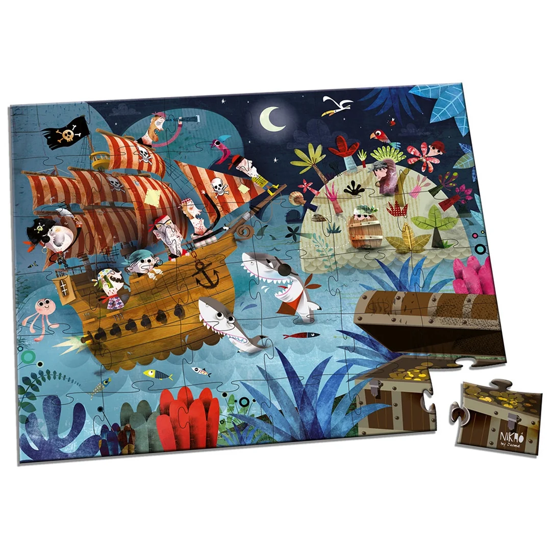 Janod Detské puzzle Lovci pokladov v kufríku 36 ks