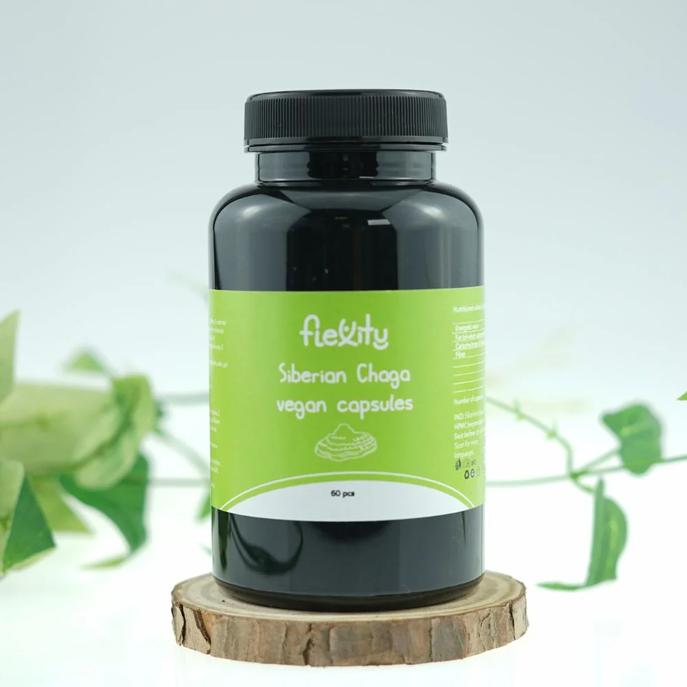 Flexity Sibírska čaga 60 ks vegánskych kapsúl (300mg/ kapsula)