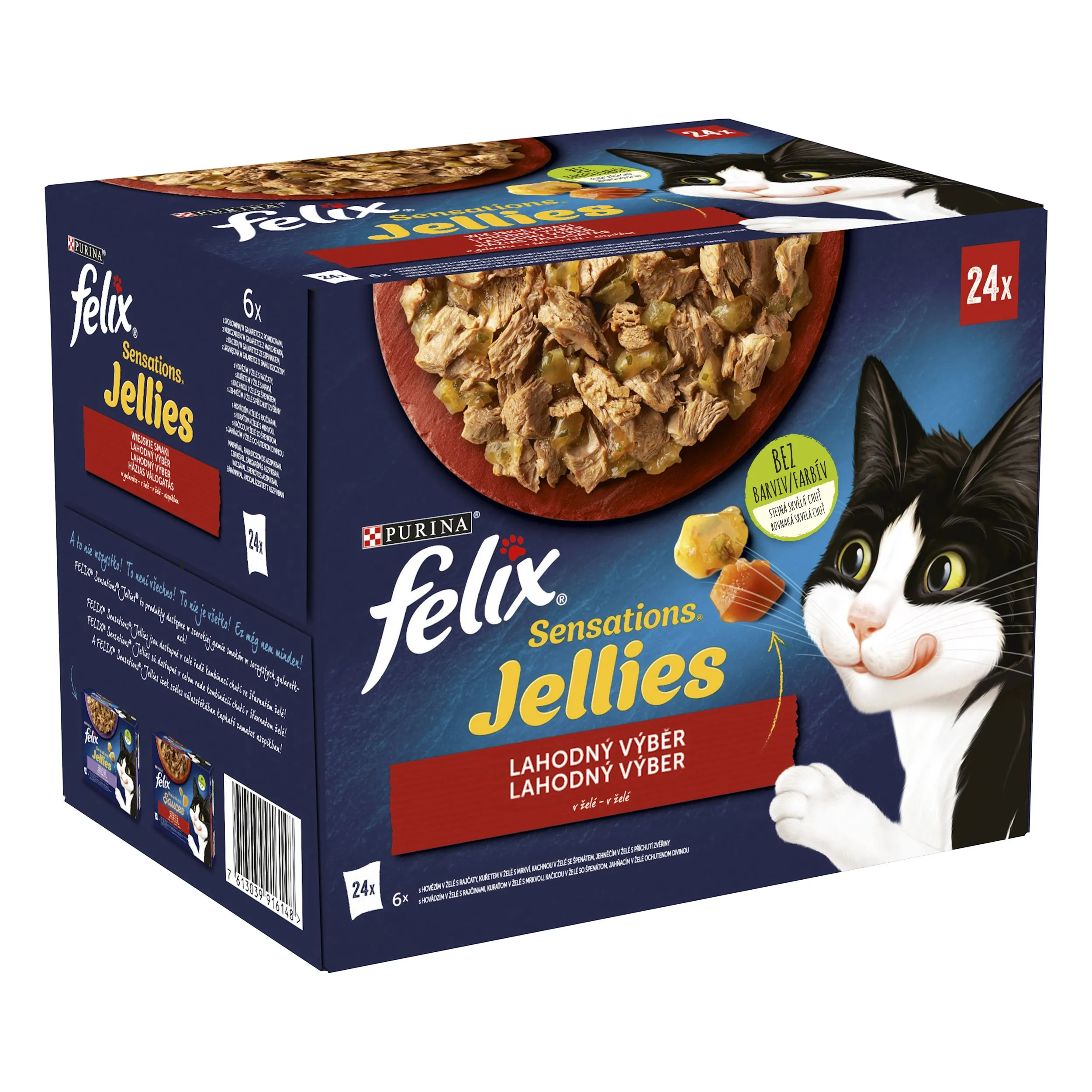 FELIX Sensations Jellies Multipack 4(24x85g) hovädzie s rajčinami/ kura s mrkvou/ kačica/ jahňacie v och. želé