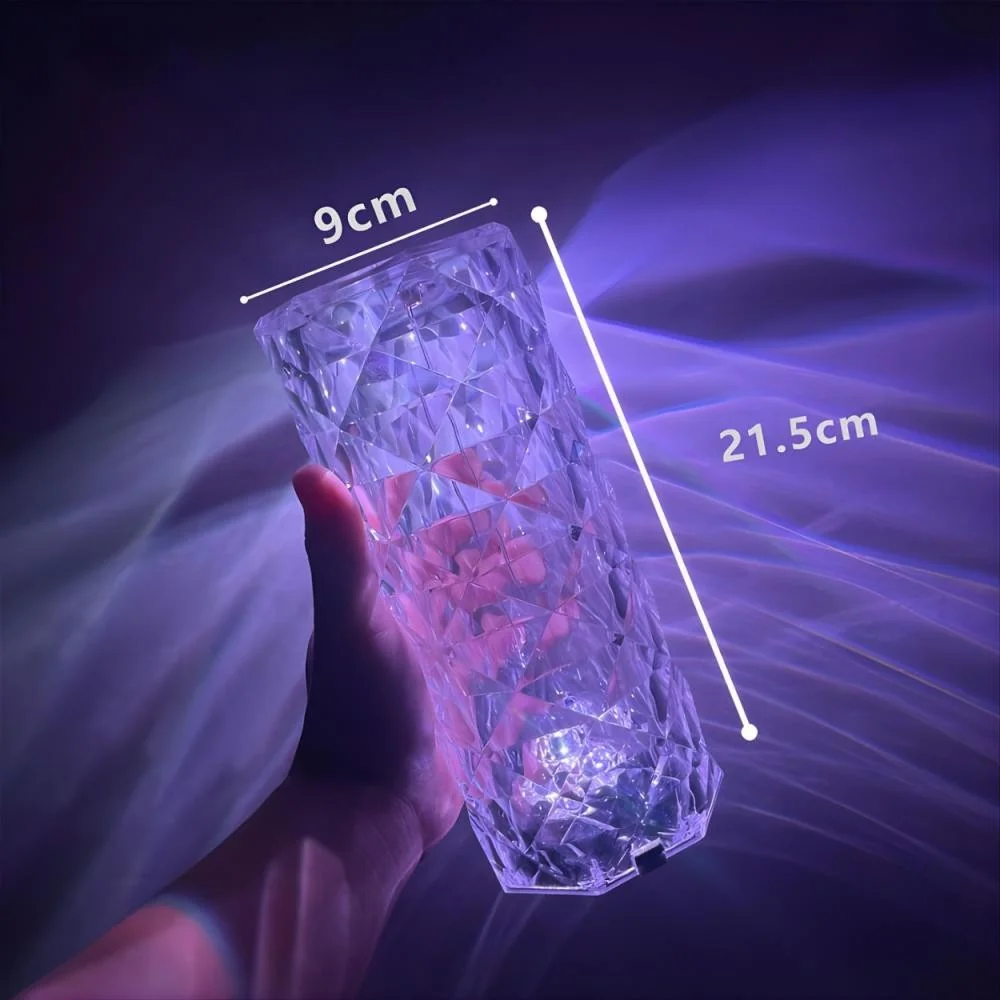 Kryštálová lampa s dotykovým ovládaním Transparentná