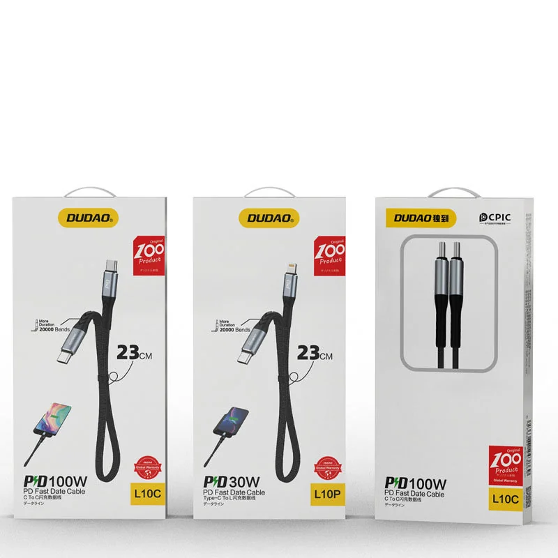 Dudao L10C kábel USB-C / USB-C PD 100W, čierny