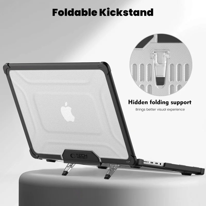 Tech-Protect Smartshell kryt na Macbook Pro 14'' M1 - M5 Pro Max 2021-2026, čierny / priesvitný 2026, čierny / priesvitný