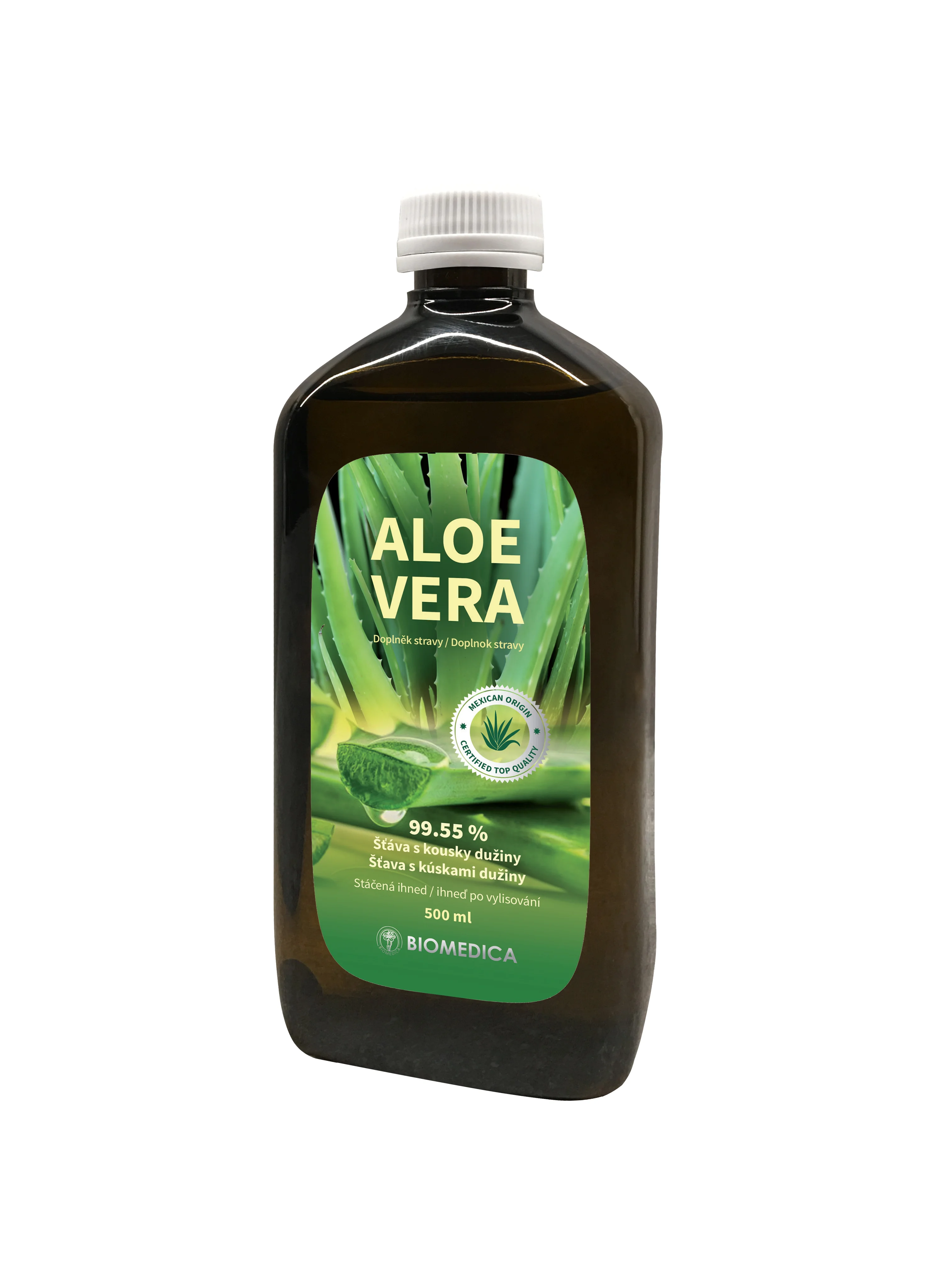 Biomedica Aloe Vera Šťava 99,55% 1×500 ml, šťava s aloe vera