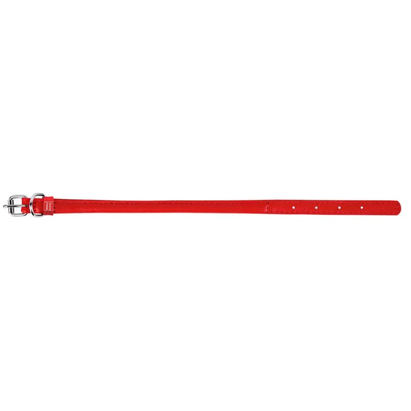 Okrúhly kožený obojok červený, Obvod krku: 20-25cm, šírka obojku: 6mm