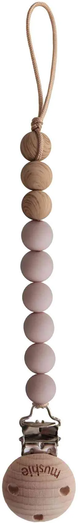 MUSHIE Eva klip na cumlík - Blush 1×1 ks, klip na cumlíky