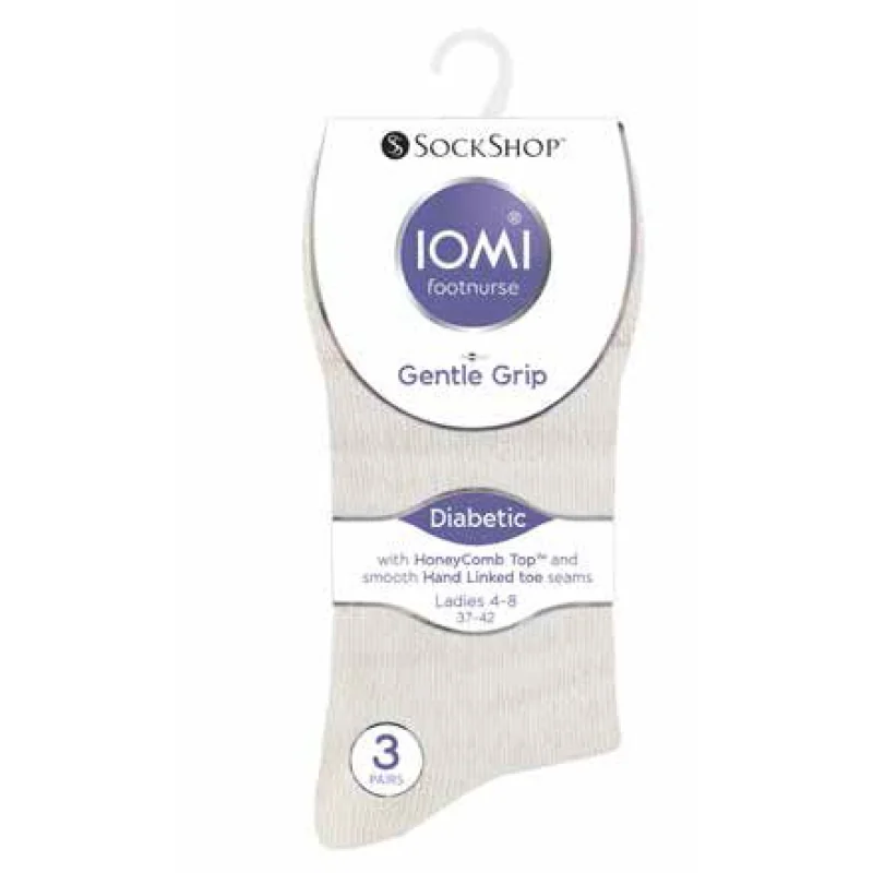 IOMI Gentle Grip dámske diabetik ponožky 3 páry NATURAL bez gumičiek