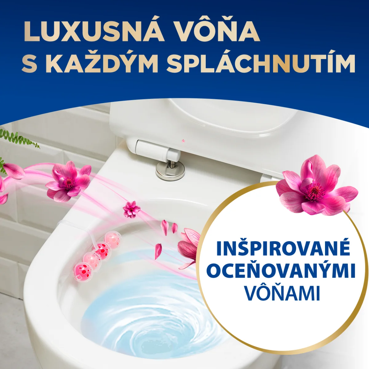 Bref Deluxe tuhý WC blok Delicate Magnolia 3×50 g, WC blok