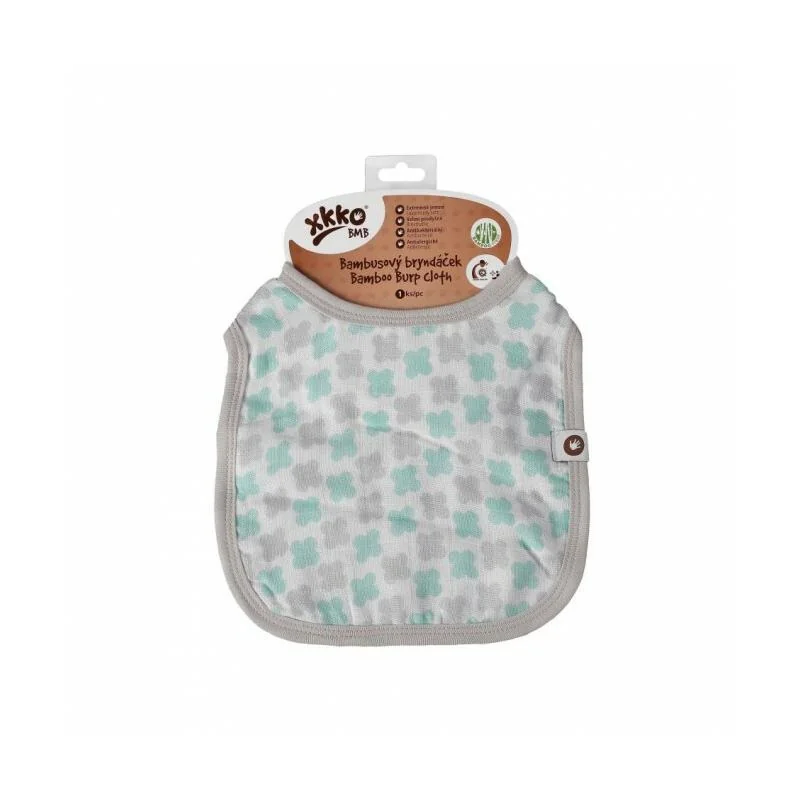 XKKO Bambusový podbradník Scandinavian Baby Mint Cross