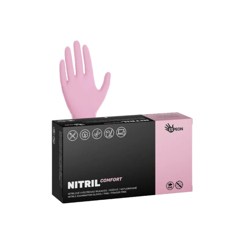 Nitrilové rukavice COMFORT 100 ks ružové - M M