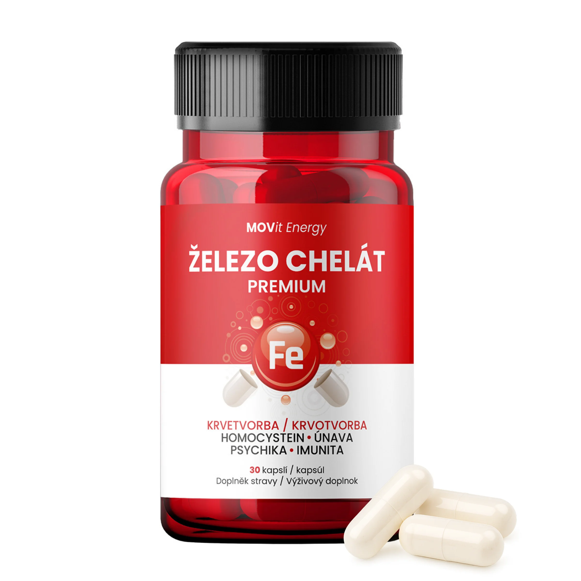 MOVit Železo Chelát Premium 30 cps