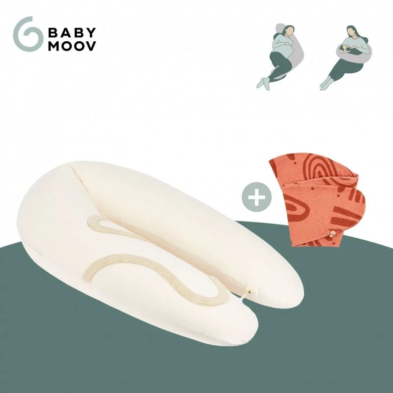 Babymoov multifunkčný vankúš B.LOVE BUNDLE Earth Off White + náhradný poťah Terracotta