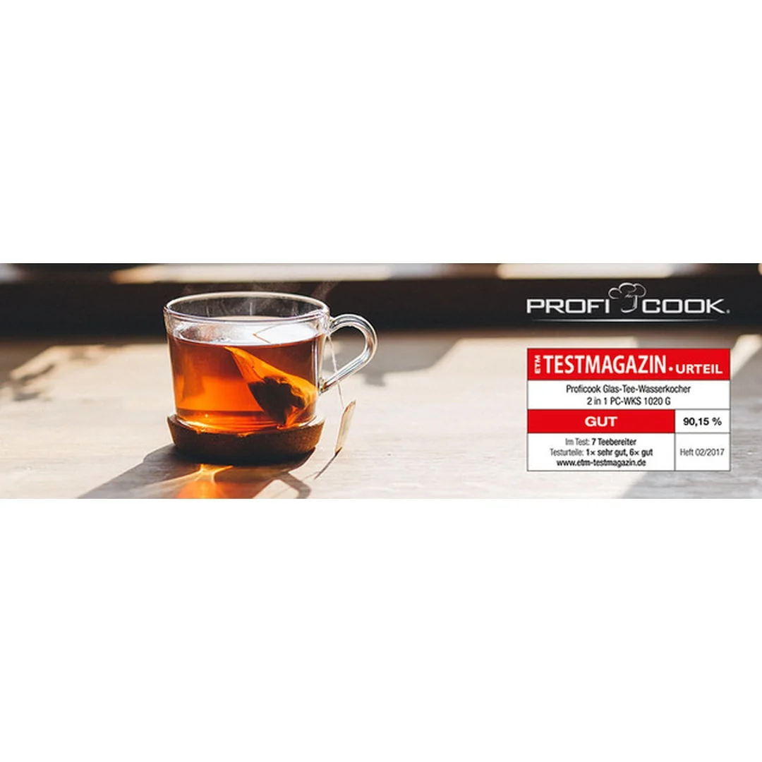 ProfiCook WKS 1020 sklenená rýchlovarná kanvica s čajovým sitkom 1,7 l