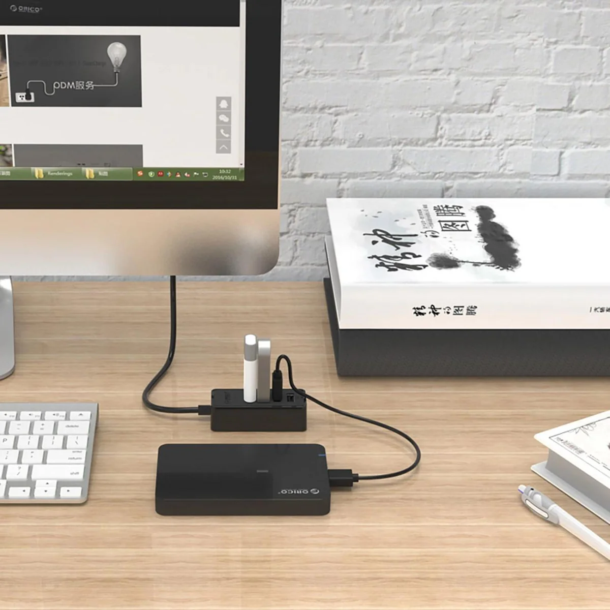 Orico W5P-U2-100 HUB adaptér USB - 4x USB 2.0 / micro USB, čierny