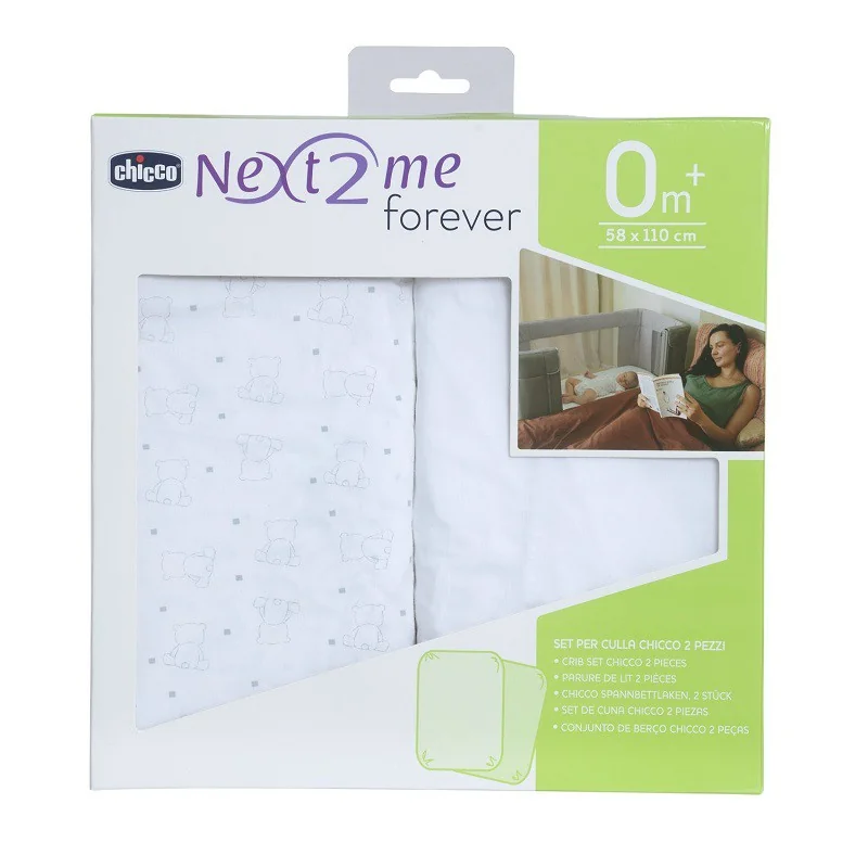 CHICCO Plachta na postieľku Next2Me Forever 2 ks Bear 1×2 ks
