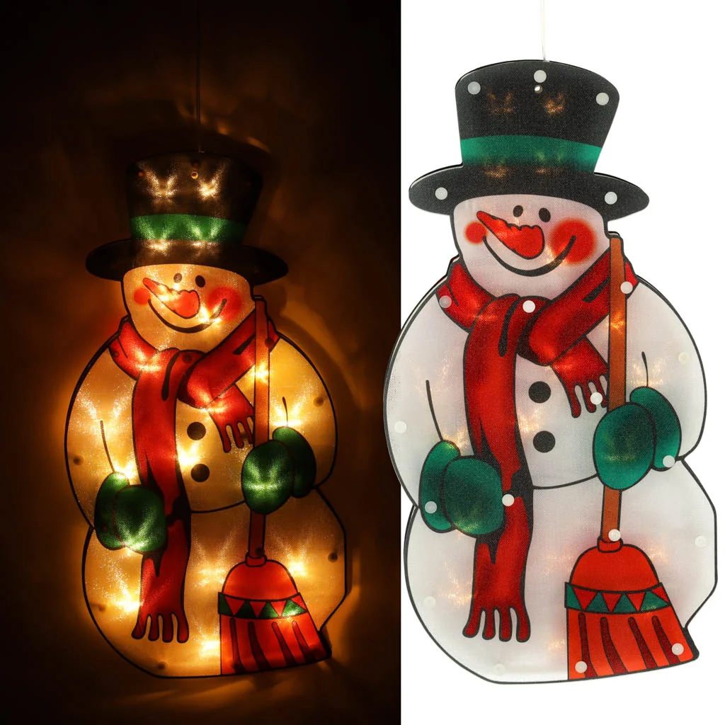Vianočné dekorácie ozdoby osvetlenie, LED závesná dekorácia na okno snehuliak XXL 45 cm