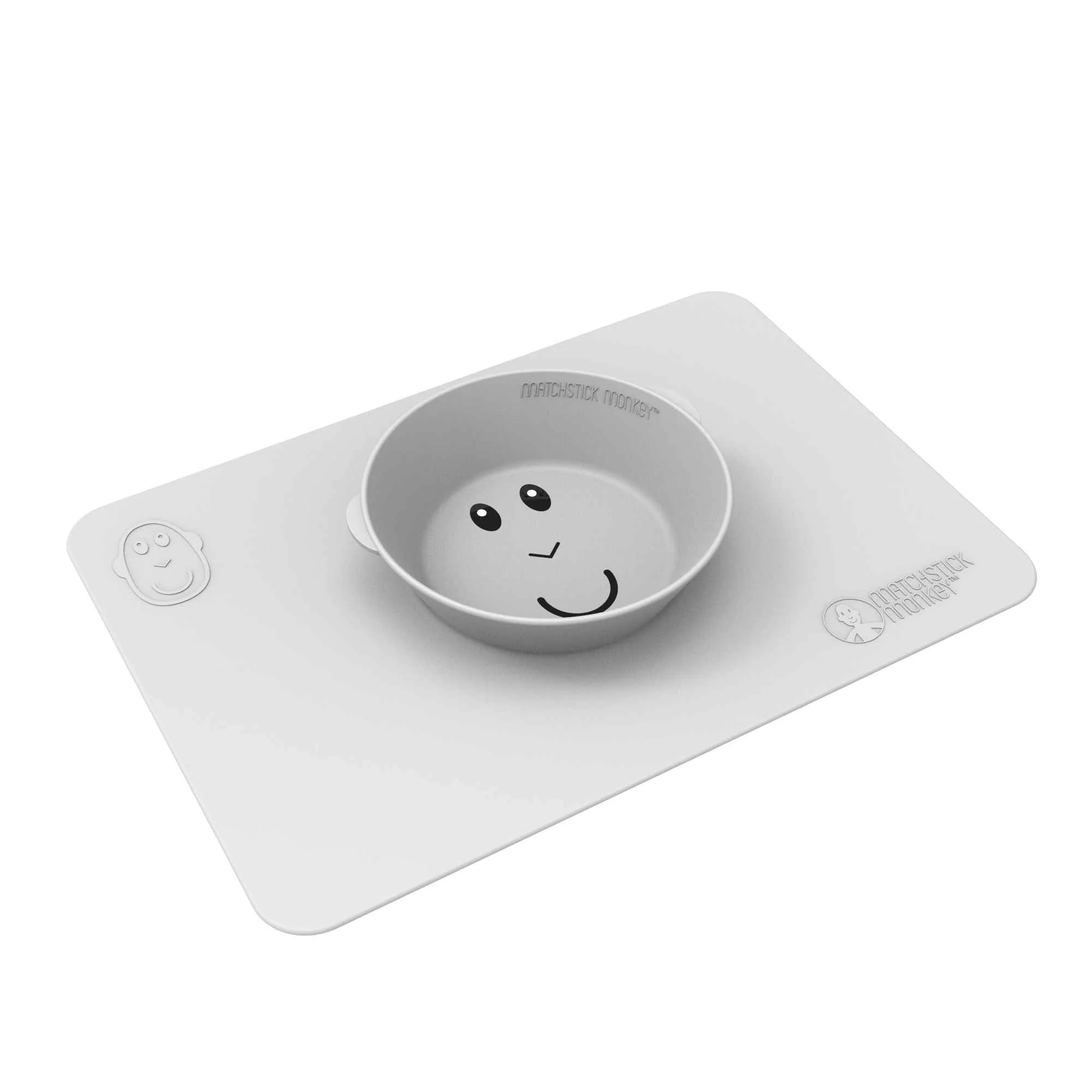 MATCHSTICK MONKEY Protišmyková miska s podložkou, cool grey 1×1 ks, protišmyková miska