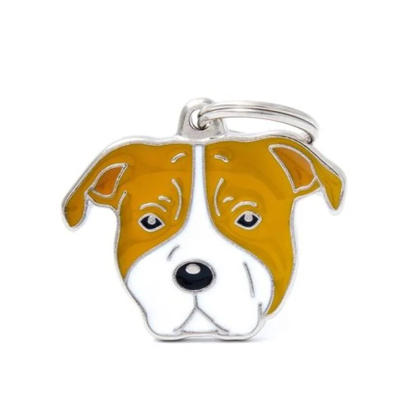MF RED AND WHITE AMSTAFF 2,8x3,9 cm gravírovateľný prívesok