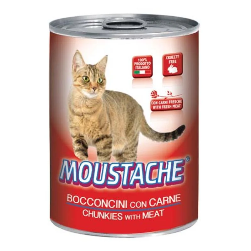 MONGE MOUSTACHE Cat Chunks mäso 415g pre dospelé mačky