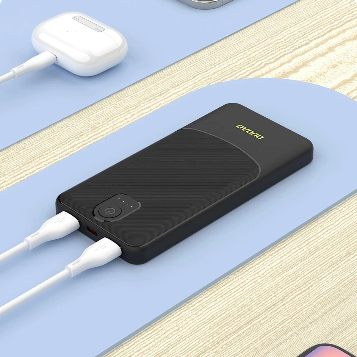 Dudao K10 Power Bank 10000mAh 2x USB / USB-C 2.4A 12W, čierny