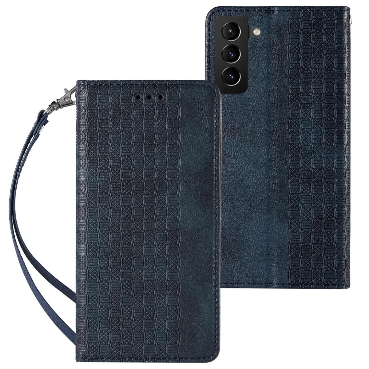 MG Magnet Strap knižkové kožené puzdro na Samsung Galaxy S22 Plus, modré ré