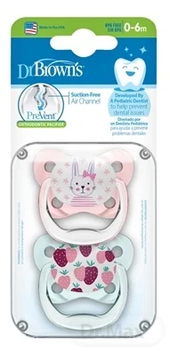Dr.Brown´S Cumlík Prevent Ortodontický 0-6m 2ks Ružový 1×2 ks, svietiaci cumlík, 0-6m, ružový