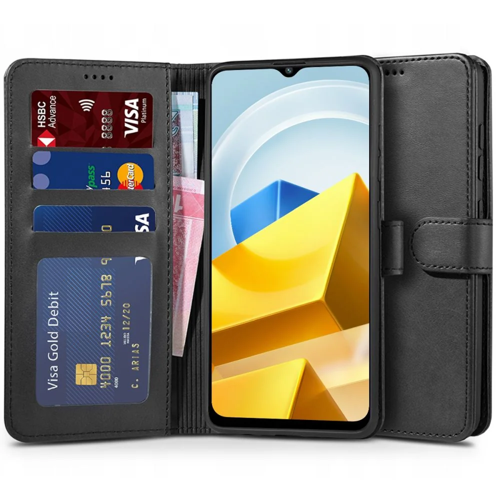 Tech-Protect Wallet knižkové kožené puzdro na Xiaomi Poco M5 čierne