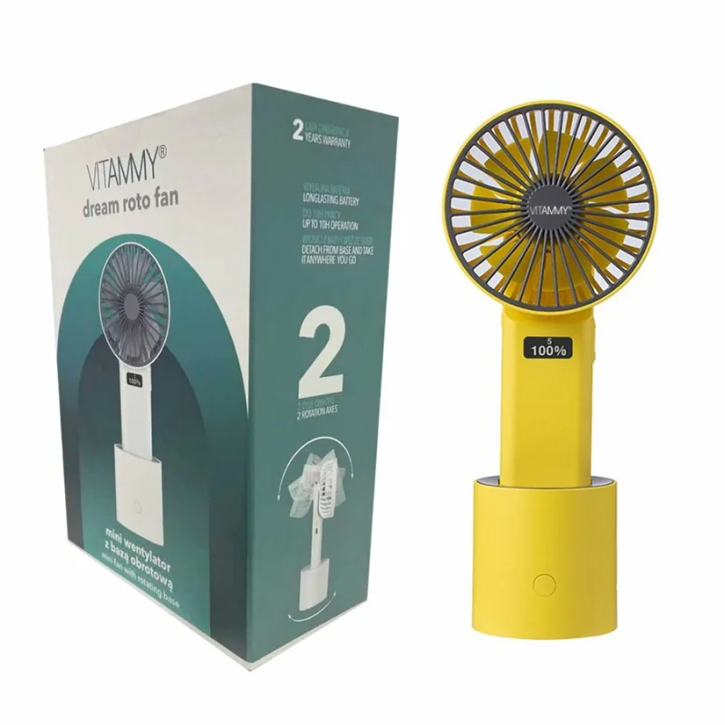 VITAMMY Dream Roto fan USB mini stolný ventilátor s otočnou základňou, žltý