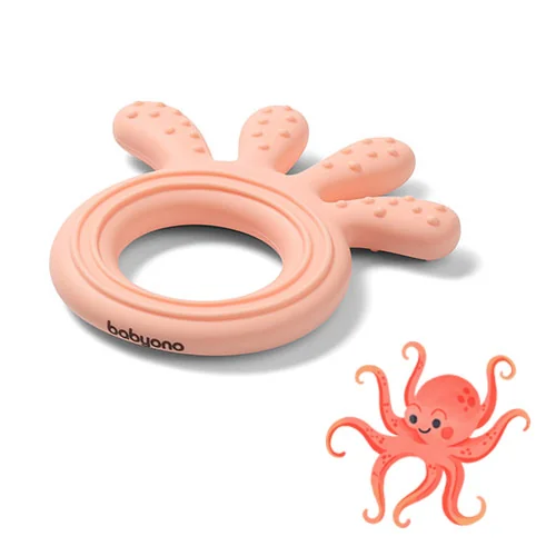 BABYONO Hryzačka silikónová Octopus ružová 1×1 ks