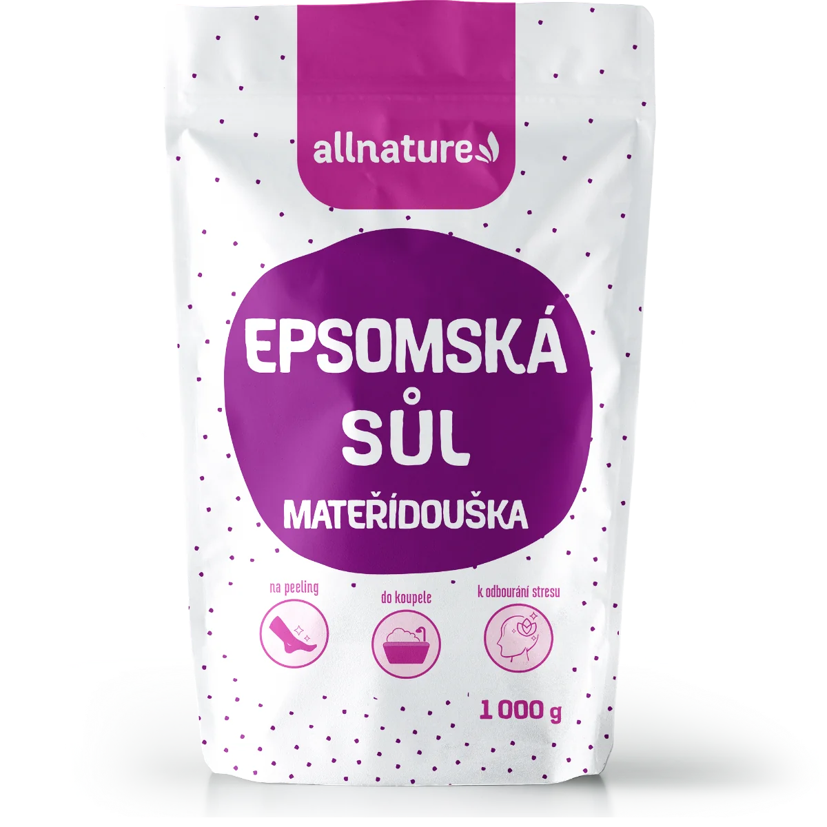 Allnature Epsomská Soľ Materiná Dúška 1000g 1×1000 g, epsomská soľ do kúpeľa
